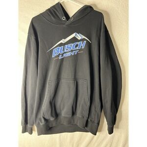 Vintage Men's Busch Lite Gray 2XL Hoodie Pullover Sweatshirt